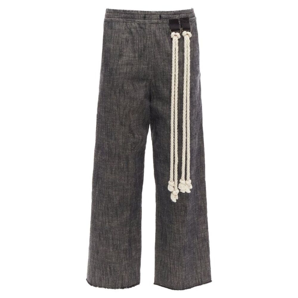 SONG FOR THE MUTE 2018 Wander cream rope detail grey wide leg pants FR34 XS